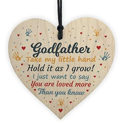 Image of RED OCEAN Godfather Gifts Best Friend Wooden Heart Plaque Thank You Friendship Keepsake