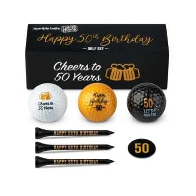 Image of Horrible Balls Golf Birthday Gift Sets 40th 50th 60th 70th Perfect Novelty Golfing Present For Him or Her (50th Birthday)