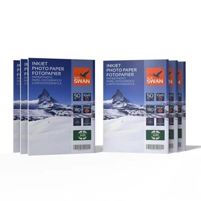 Image of BLUE SWAN 10x15 Glossy Inkjet Photo Paper, 180gsm, 300 Sheets (6 Packs of 50) Single Sided Coating, Quick Dry,Scratch Resistant, High Color Brightness