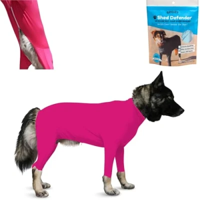 Image of Shed Defender Sport Dog Onesie Seen on Shark Tank Contains Hair, Reduces Shedding and Anxiety, Covers Hot Spots Surgical Sites, Calming Shirt Veterinarian Approved (Pink, XS)