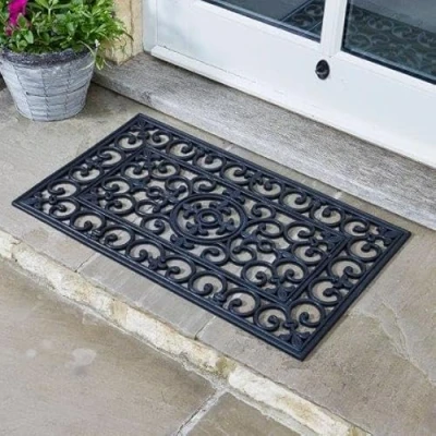 Image of Garden Mile Rubber Door mat, Indoor Outdoor entance Non Slip Heavy Duty, Durable Front Dirt Trapper Suitable for Caravan, Home, Office, 45 x 75cm(Rectangle)