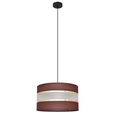 Image of Helen Cylindrical Pendant Ceiling Light Brown, Gold, Black 35cm
