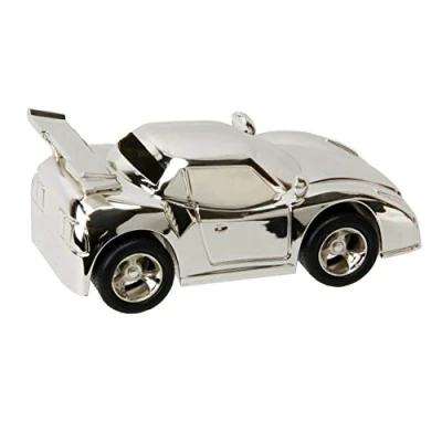 Image of Silver Plated Sports Car Money Box Savings Bank by Bambino