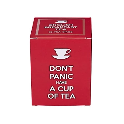 Image of New English Teas Slogans Range Don&#039;t Panic and Have A Cup of Tea Teabags Carton (Pack 6, Total 60 Teabags)