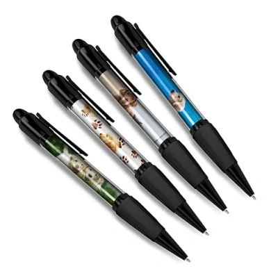 Image of DV DESIGN Set of 4 Golden Retriever Black Ballpoint Pens Labrador Dogs Animal Theme Gift