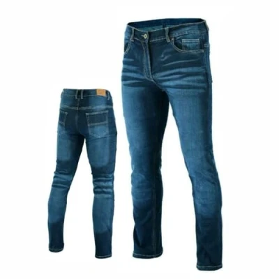 Image of Mens Blue Stone Wash Stretch Comfort Fit Kevlar Lined Motorcycle Jeans with Removable CE Armour