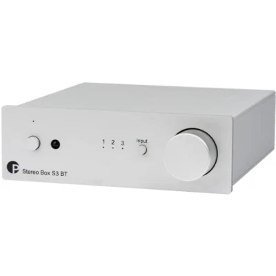 Image of Pro Ject Stereo Box S3 BT Ultra Compact Full Amplifier with AptX HD Bluetooth and Motor Potentiometer (Silver)