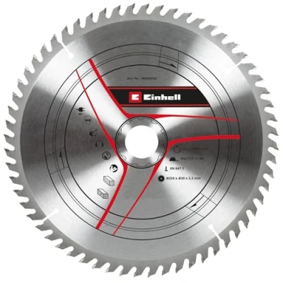 Image of Original Einhell Circular Saw Blade 250 x 30 mm (Saw Accessories, Diameter mm, Attachment 60 Teeth, Cutting Width 3.2 for Pull Mitre Saws and Table Saws)
