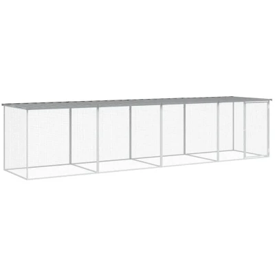 Image of vidaXL Chicken Cage with Roof Light Grey 403x98x90 cm Galvanised Steel