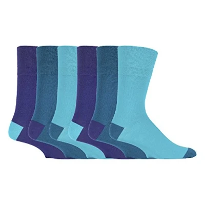 Image of 6 Pairs mens gentle grip no elastic socks 11 uk, 39 45 eur Assorted colours (MGG90)