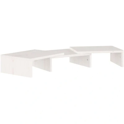 Image of vidaXL Monitor Stand White 60x24x10.5 cm Solid Wood Pine