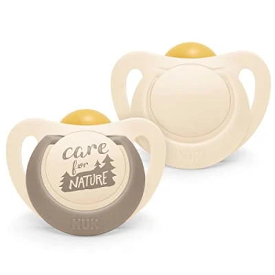 Image of NUK for Nature Baby Dummy 6 18 Months Sustainable Rubber Soothers Over 98% Natural Raw Materials Off White 2 Count