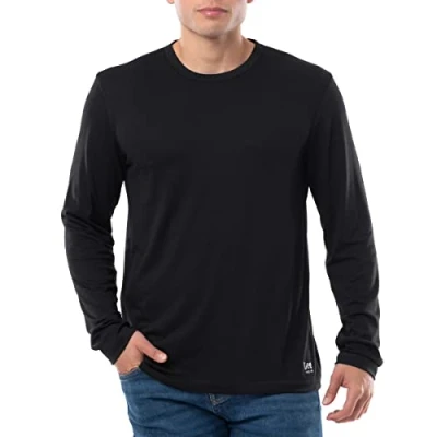 Image of Lee Men&#039;s Quick Dry Long Sleeve Tee T Shirt, Black, 34/36