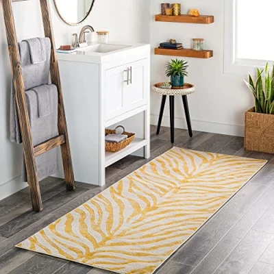 Image of Livabliss Luanda Geometric Rug Scandi Runner Rugs Living Room 80x220 cm, Hallway, Kitchen Neutral, Patterned Carpet Runners, Boho Style, Easy Care Large Rug, Mustard, Taupe and Beige