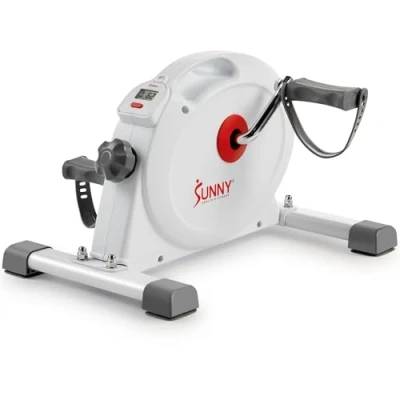 Image of Sunny Health &amp; Fitness (White) Under Desk Smart Mini Pedal Exerciser, Dual Function Exercise Cycle Bike with Low Profile Design SF B023005WHT