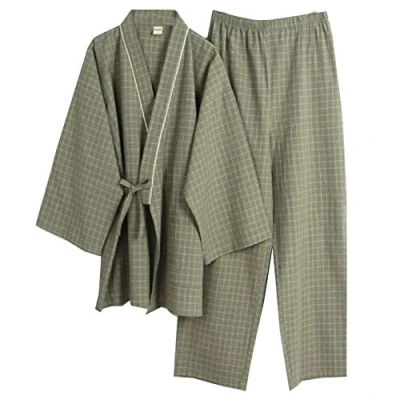 Image of Men&#039;s Japanese Style Robes Pure Cotton Kimono Pajamas Suit Dressing Gown Set #06