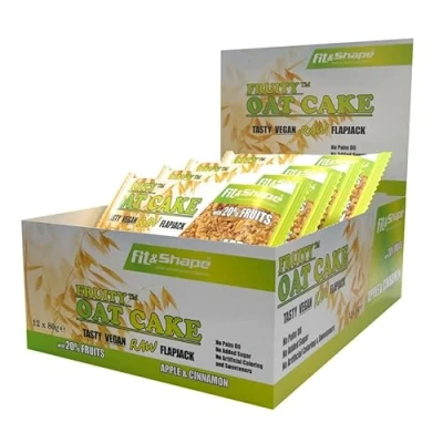 Image of F&amp;S Raw Oat Fruity Flapjack Healthy Vegan Snack &amp; Energy Granola Bars Protein, Fibers, Vitamin B, Electrolytes Running, Gym, Cycling, Hiking 80g, Pack of 12 Apple Cinnamon