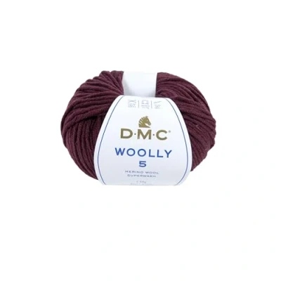 Image of DMC &quot;Woolly 5&quot; Merino Wool, Dark Red (155), 50g
