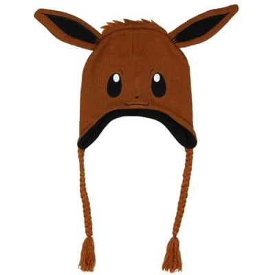Image of Bioworld Pokemon Eevee Cosplay Fleece Lined Laplander Beanie Cap Hat for Men Women OSFM Brown, One size