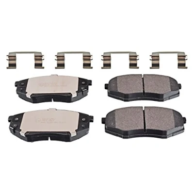 Image of 58101B2A10 Brake pad set BLUE PRINT ADG042162 Front Axle with acoustic wear warning staples KIA: SOUL 2