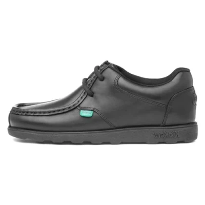 Image of Kickers Fragma Lace Up Kids Shoes Moc Toe Black 4 (37)