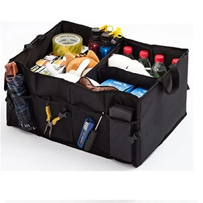 Image of Eidyer Car Boot Organiser, Super Large Volume, Van &amp; Tidy, Collapsible Multi Compartment Durable for All Vehicle (Black)
