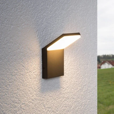 Image of Lucande LED outdoor wall light Nevio, 17 cm, anthracite, aluminium
