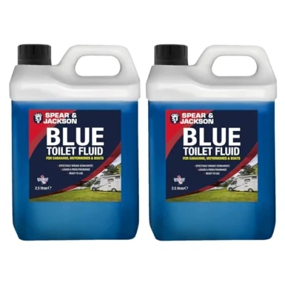 Image of Spear &amp; Jackson Toilet Cleaner Blue Flush for Caravans Motorhomes, 2 x 2.5 Litre, Formaldehyde Free, Fluid