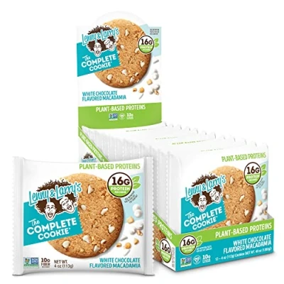 Image of Lenny &amp; Larry&#039;s The Complete Cookie, White Chocolate Macadamia, 14g Plant Protein, Vegan, Non GMO, 113g. Cookie (Pack Of 12)