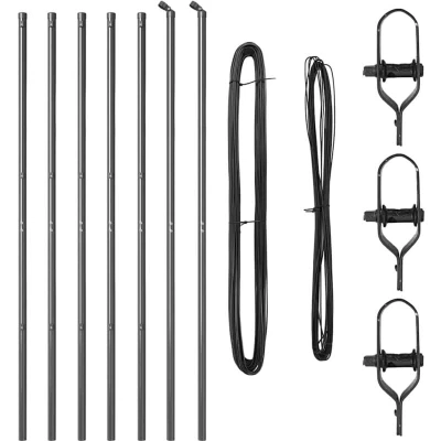 Image of vidaXL Fence Posts 7 pcs Grey Ø32 mm 150 cm Galvanised Steel