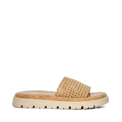 Image of Dune London Womens Ladies Looners Raffia Wedge Flatform Slider Natural Size UK 4