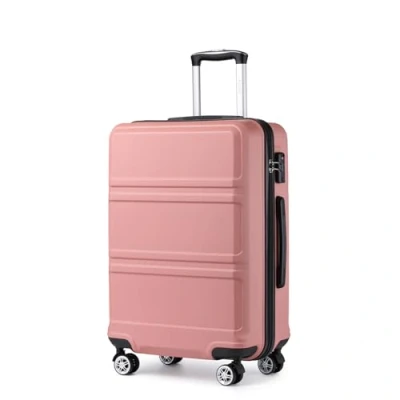 Image of Kono Lightweight 4 Wheel ABS Hard Shell Medium Suitcase Sturdy 24&quot; Trolley Travel Hand Carry On Luggage with TSA Lock,(Nude,Medium Size 24&quot;)