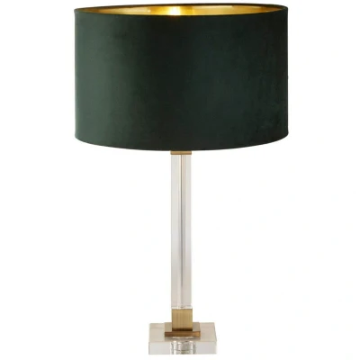 Image of Scarborough Table Lamp Crystal, Brass, Green Velvet