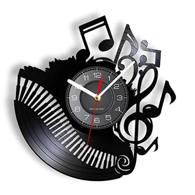 Image of Smotly Vinyl wall clock, music organ pattern themed gift for lovers home clock.