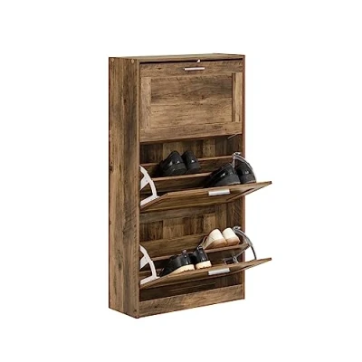 Image of SoBuy FSR137 L F, 3 Drawers Shoe Cabinet Rack Storage Cupboard Organizer Unit, Vintage Bronze