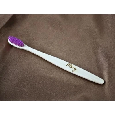 Image of Personalised Bamboo Natural 100% Eco Friendly Purple Engraved Toothbrush