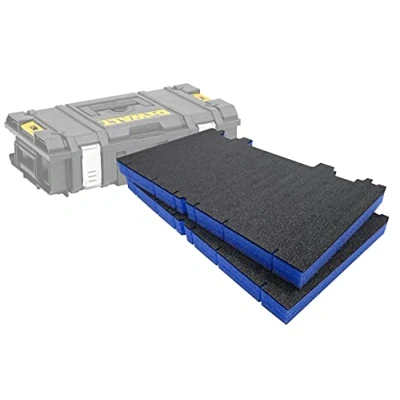 Image of Shadow Foam Easy Peel Toughsystem DS150/300 Insert [Blue 30mm Twin Pack] Customisable for DeWalt Toolboxes Ideal Lean, 5S, Kaizen &amp; Custom Organisers