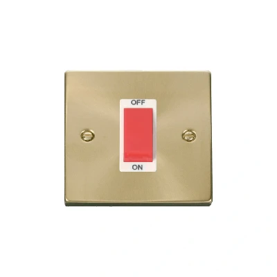 Image of Click Deco 1 Gang 45A Double Pole Switch Satin Brass Insert White