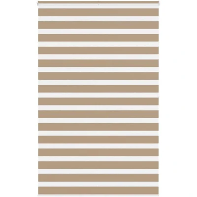 Image of vidaXL Zebra Blind Sand Brown 140x200 cm Fabric Width 135.9 Polyester