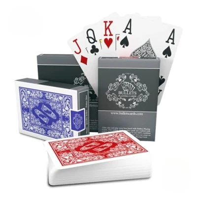 Image of Poker Playing Cards Two Decks of Waterproof Plastic Easy to Read &amp; Great Feel Jumbo Index FourPips Professional for Texas Holdem