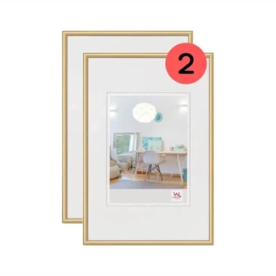 Image of walther Design Picture Frame Gold 30 x 45 cm Twin Pack, New Lifestyle Plastic KV045GD