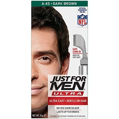 Image of Just for Men AutoStop Hair Dye Dark Brown A 45 Comb in Color Gray Coloring with Applicator