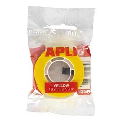 Image of APLI Adhesive Tape Yellow Bag 19 mm x 33 m