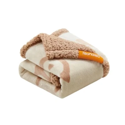 Image of Feandrea Waterproof Dog Blanket, Sherpa Fleece Pet Blanket for Miniature Dogs, Cats, 73 x 63 cm, S, Machine Washable, Reversible Couch Cover Protector, Beige PPB029K01