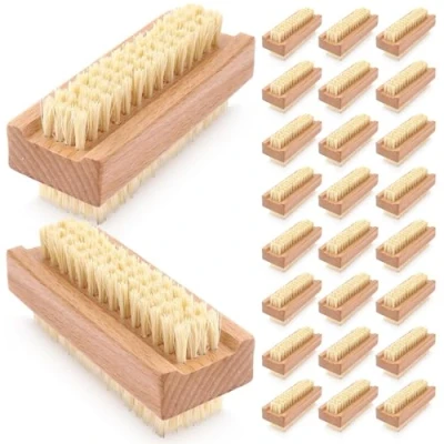 Image of Pack of 24 Double Sided Nail Brushes for Cleaning Nails Wooden Brush Hand Scrubbing Heavy Duty Cleaner
