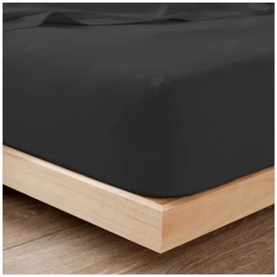 Image of Plain Flannel Fitted Sheet 100% Brushed Cotton Bedding Sheets For Double Bed 25cm Deep Elastic Corner Flannelette Bedsheet &amp; Mattress Thermal (193x137Cm) Charcoal