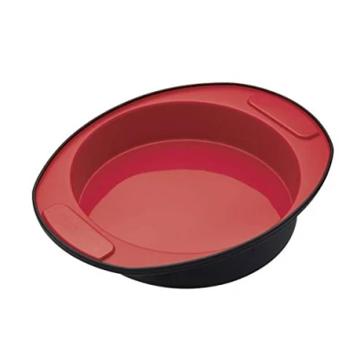 Image of MasterClass MCSB72 Smart Silicone Cake Mould, Round, LFGB Grade Silicone, 20.5 cm (8 Inch) , Red/Black