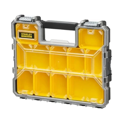 Image of STANLEY FATMAX Pro Shallow Stackable Storage Organiser for Small Parts, Removable Compartments, 1 97 517