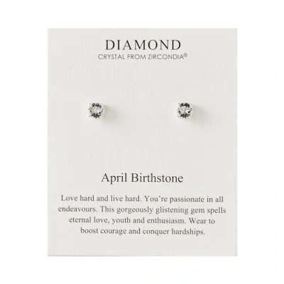Image of Philip Jones April (Diamond) Birthstone Earrings Created with Zircondia® Crystals