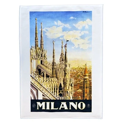 Image of Half a Donkey Milano Retro Style Travel Poster Large Cotton Tea Towel